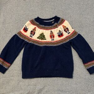 Boden Navy Sweater with Festive Nutcracker Design